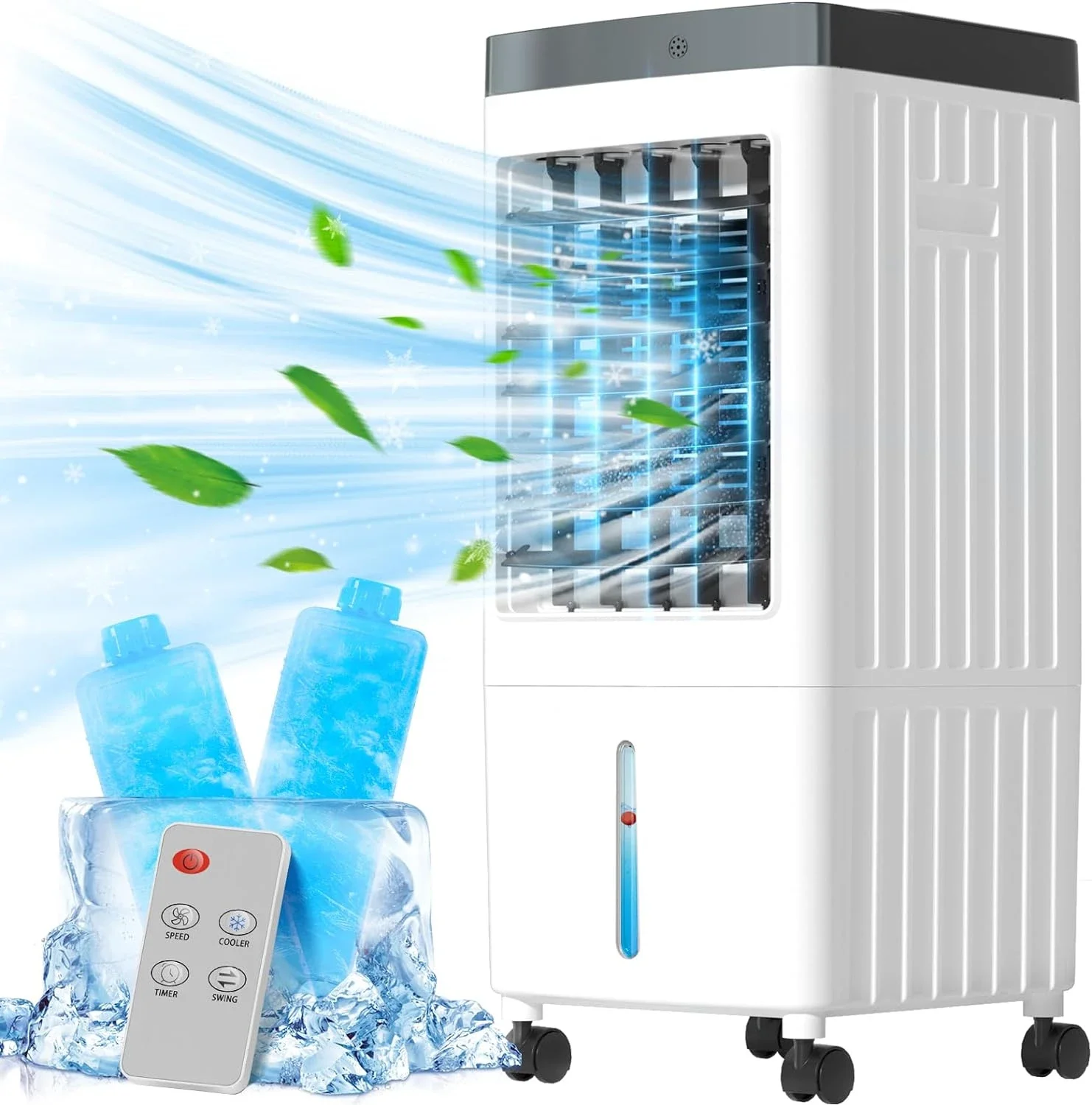 

Portable 3 IN 1 Evaporative Air Cooler with 2 Gallon Tank and Fast Cooling Fan, Remote Control, 3 Speeds, and Timer - Perfect fo