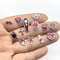 12PCS Drip Oil Nail Accessories Retro Halloween Series Skull Cross Love DIY Accessories Accessories