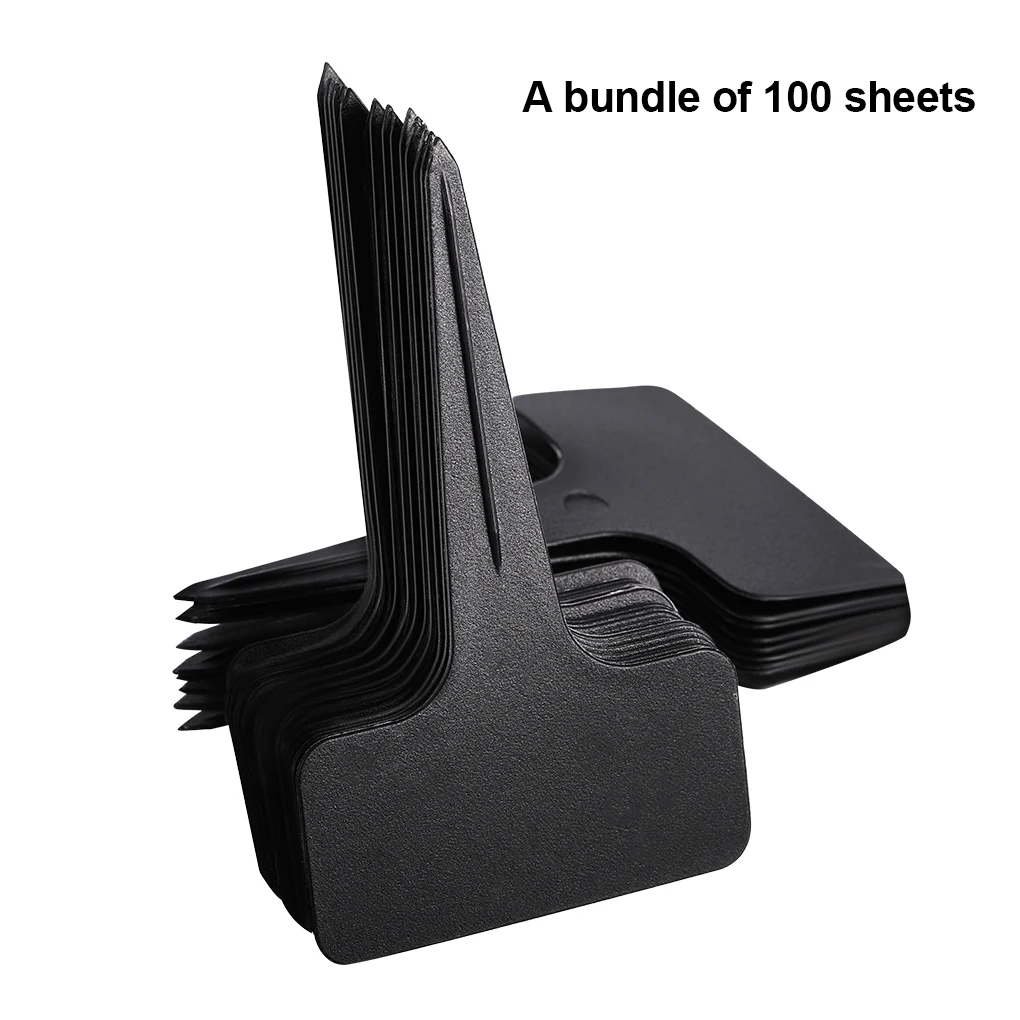 100pcs Garden Labels Plant Classification Sorting Sign Tag Ticket Plastic Writing Plate Board Plug In Card Black