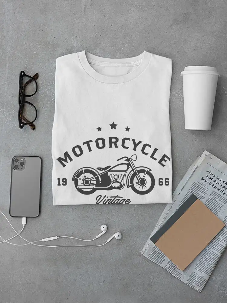 

Men's Four Seasons Cotton Render Unlined Upper Garment Breathable Loose and Soft Cool Retro Vintage Motorcycle T-shirt Fabric