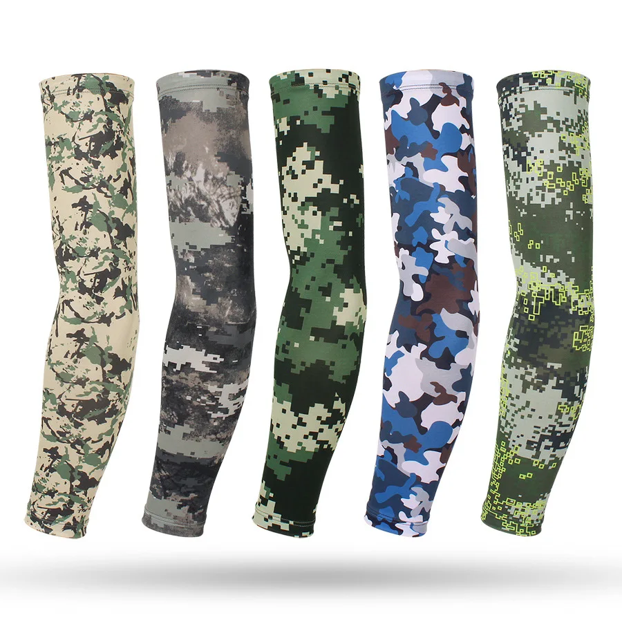 UV Protection Cycling Arm Warmers Running Sports Arm Sleeves Sunscreen Camouflage Fishing Camping Hiking Arm Covers Custom Logo