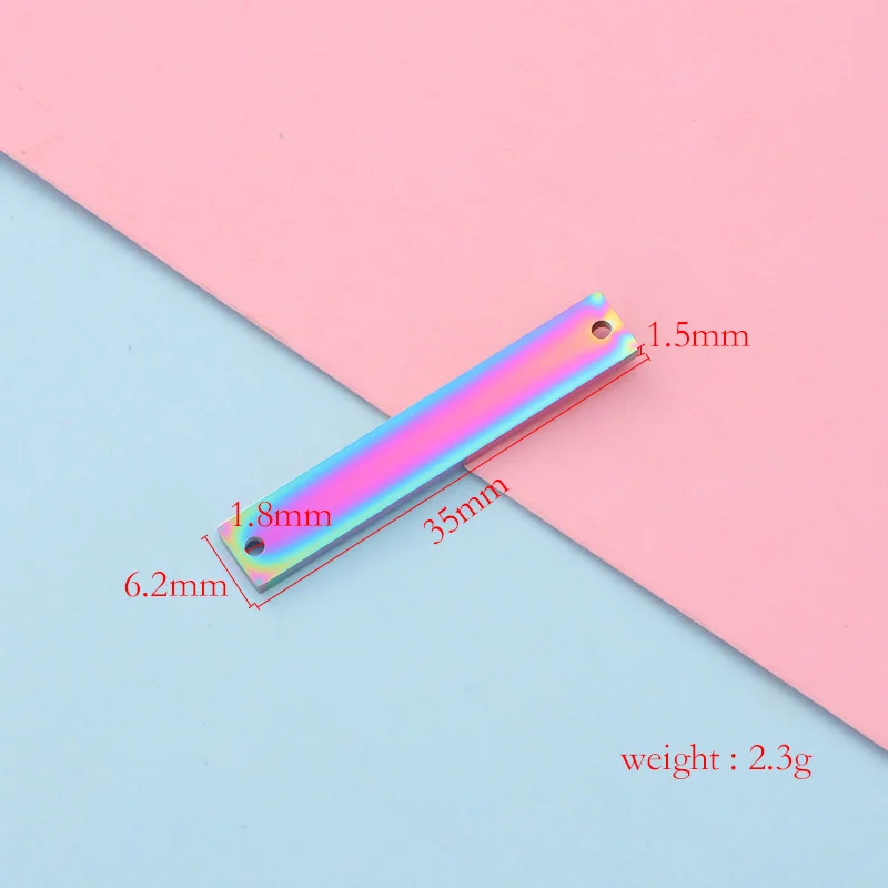 10pcs/lot Mirror Polished Stainless Steel Two Hole Rectangle Bar Connector Blank Stamping Charms For Bracelet Necklace image 4