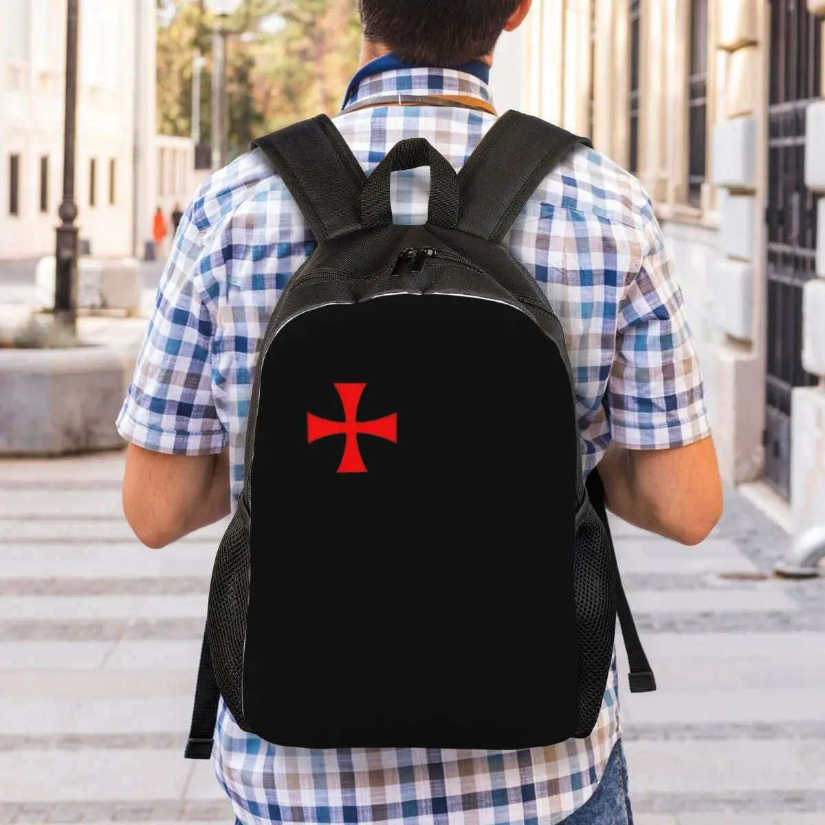 Sac à dos de voyage croisé chevaliers templiers pour hommes et femmes, cartable d'ordinateur scolaire, sac à dos étudiant