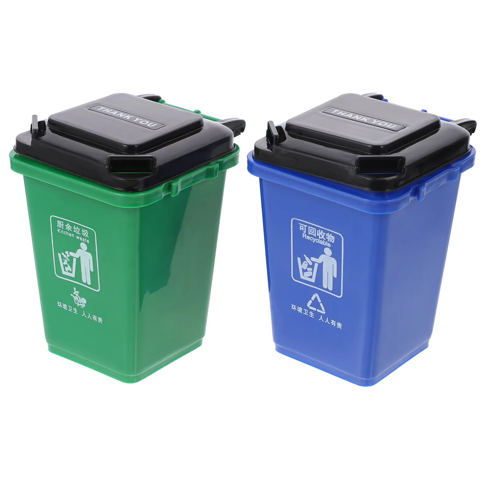 Trash Can Pencil Case 2pcs Desktop Storage Basket Pen Holder Stationery Organizer Red Blue