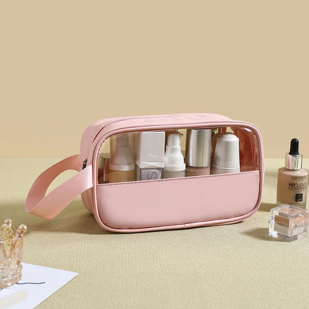 Anpassbare Name Neue TPU Transparent Make-Up Kulturbeutel frauen Große Kapazität Wasserdichte Handheld PU Lagerung Tasche PVC Make-Up Tasche – Detail 13