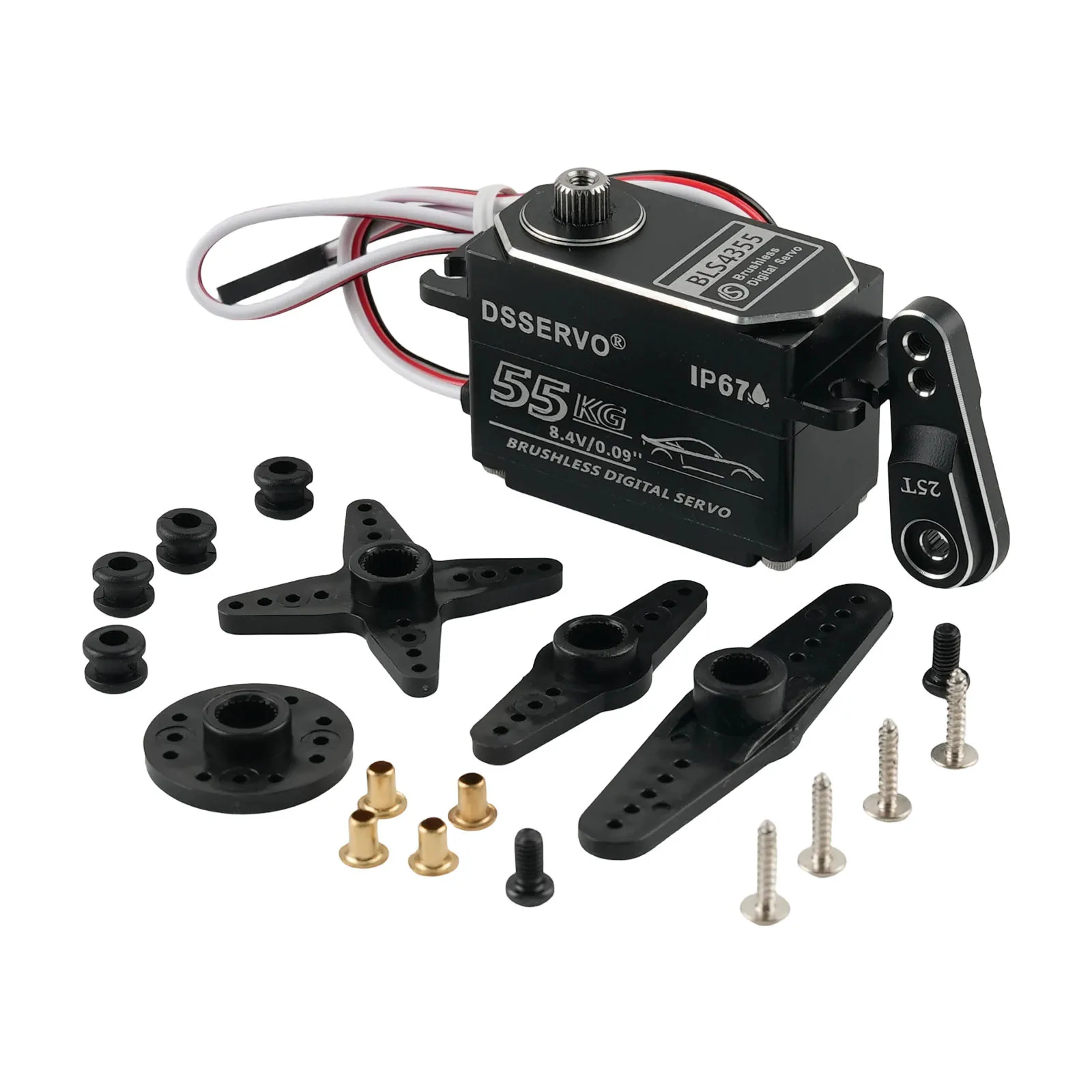 Dsservo BLS4355 55KG Low-profile All-metal Brushless Digital Servo 180 270 Degree RC Servo for 1/8 1/10 1/12 1/14 RC Car Robot