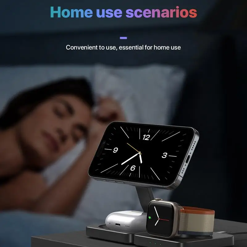 접이식 무선 충전기 여행용 전화 충전기 스탠드 여러 장치용 휴대용 충전 스테이션 Smartwatch 충전 패드 고속