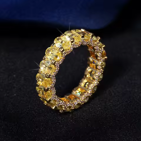 Yellow Crystal Oval Stone Engagement Rings For Women Vintage Gold Silver Color White Zircon Wheel Ring Egg Birthstone Jewelry