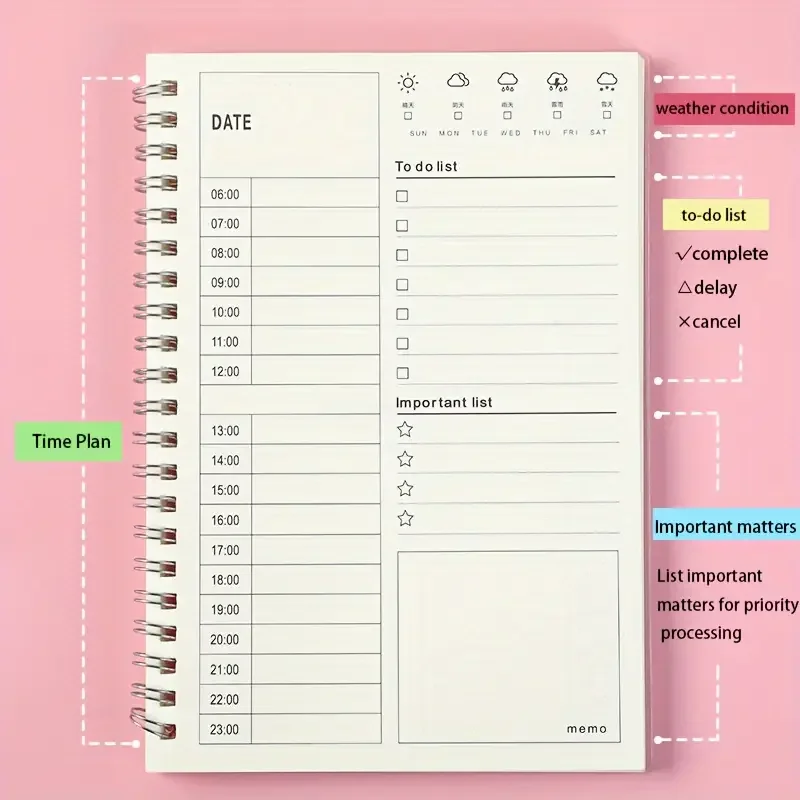 Self-improvement Task Organizer Notebook 120 Day Adult Daily Planner Notepad Office School Supplies