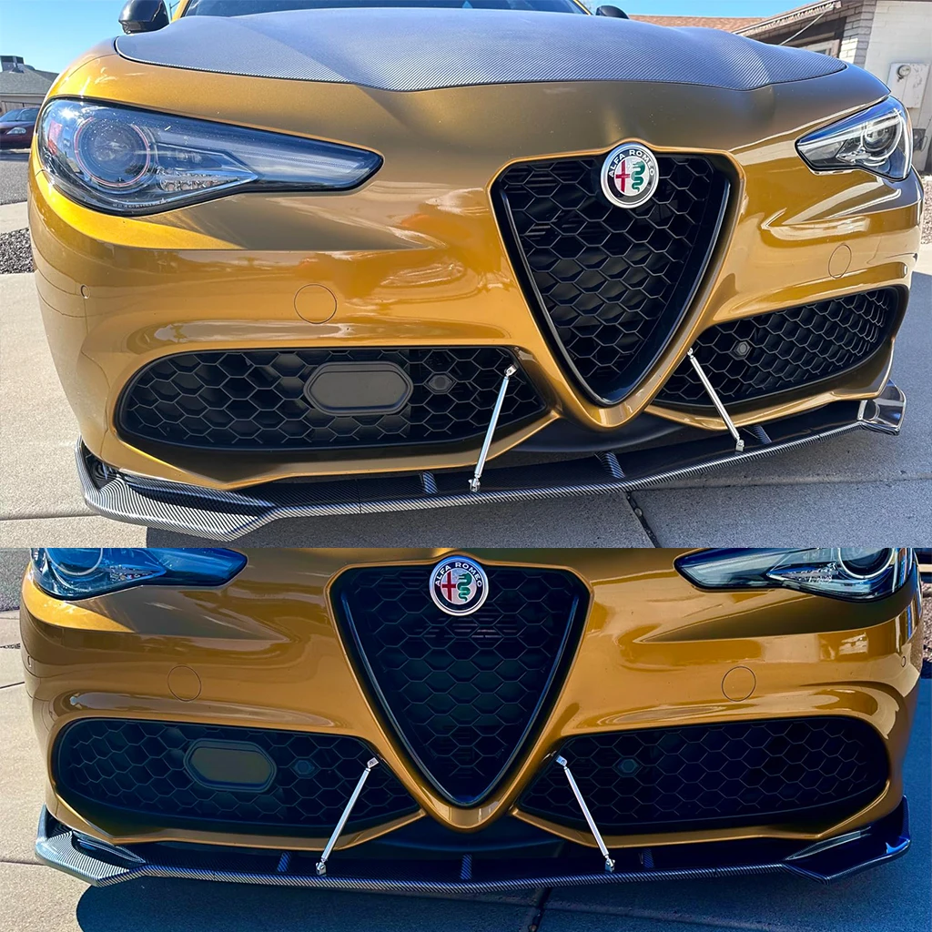 Glänzend schwarzer Auto-Frontstoßstangen-Splitter, Lippendiffusor, Body-Kit, Spoiler-Schutz für Alfa Romeo Giulia 2017 2018 2019 2020 2021 – Detail 1