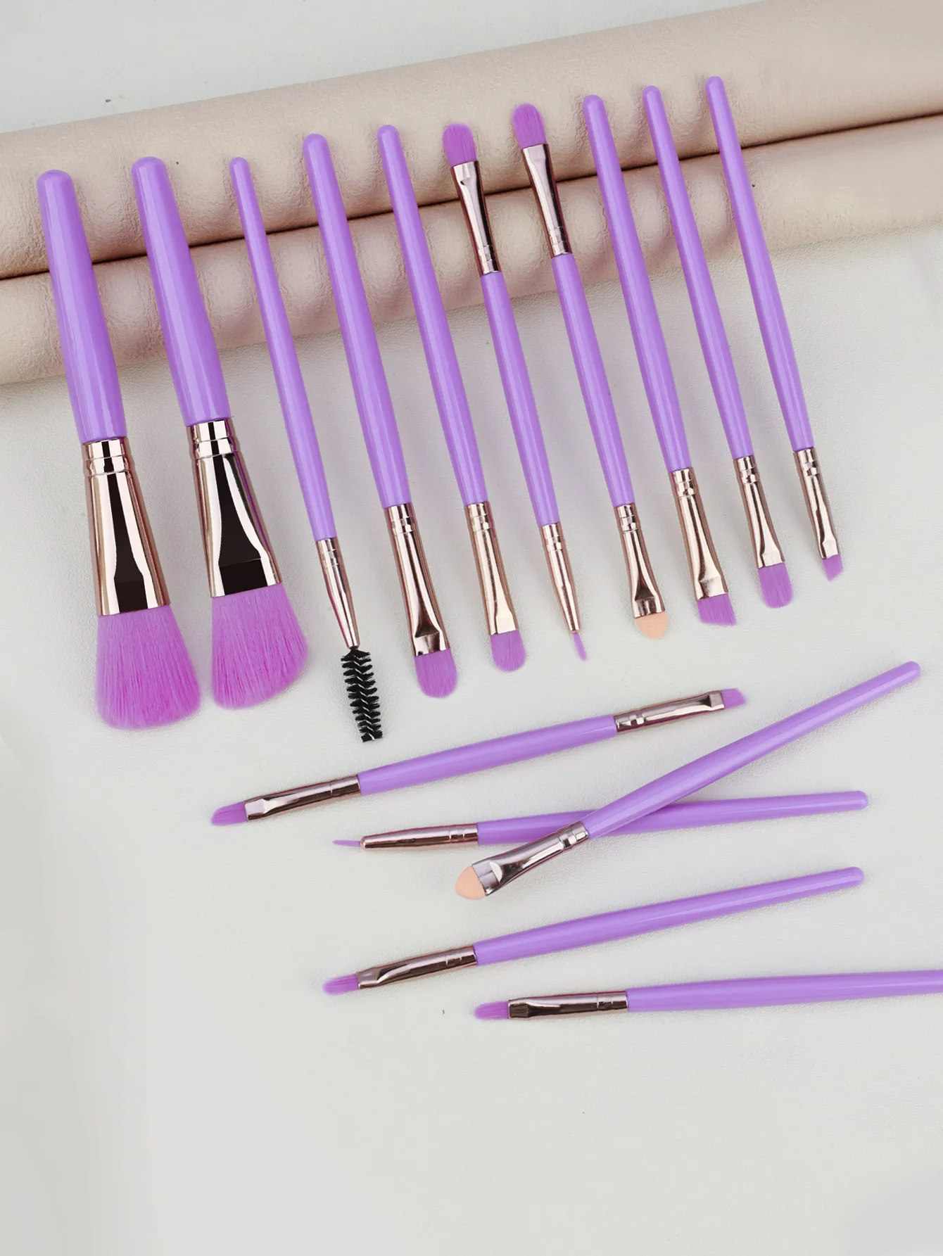 15-delige make-upborstelset, volledige set hoogwaardige oogschaduwborstels, zacht haar, hoogglans, concealer, schoonheidsborstel