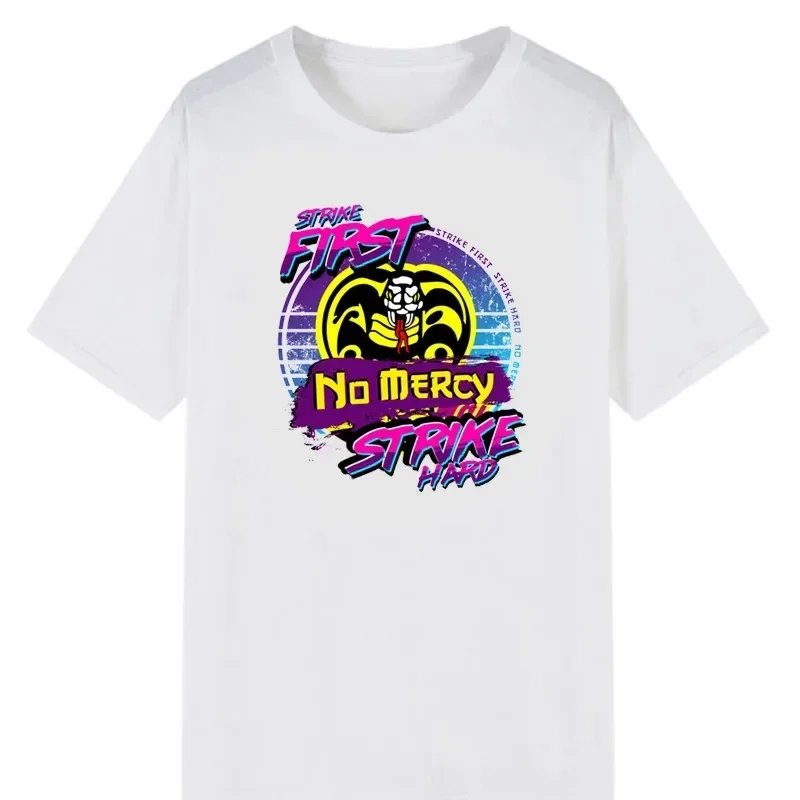 2024 nowy modny Cobra Kai mężczyzn Tshirt z męskim dzieckiem Karate Hombre stylowe topy Karate Kid Strike First Strike No litość