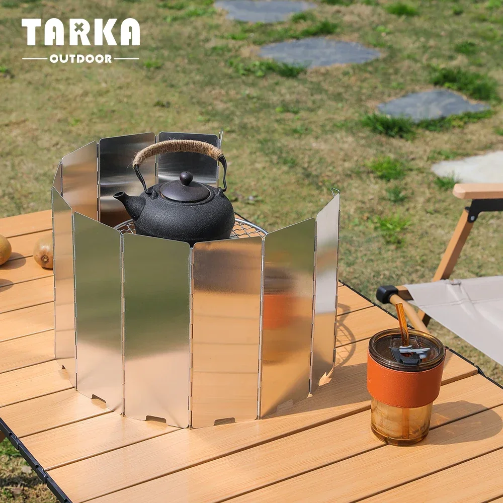 TARKA Camping Gas Burner Windshield Outdoor Gas Stove Wind Protection Tourist Gas Heater Windproof Screen Wild Trips Accessories