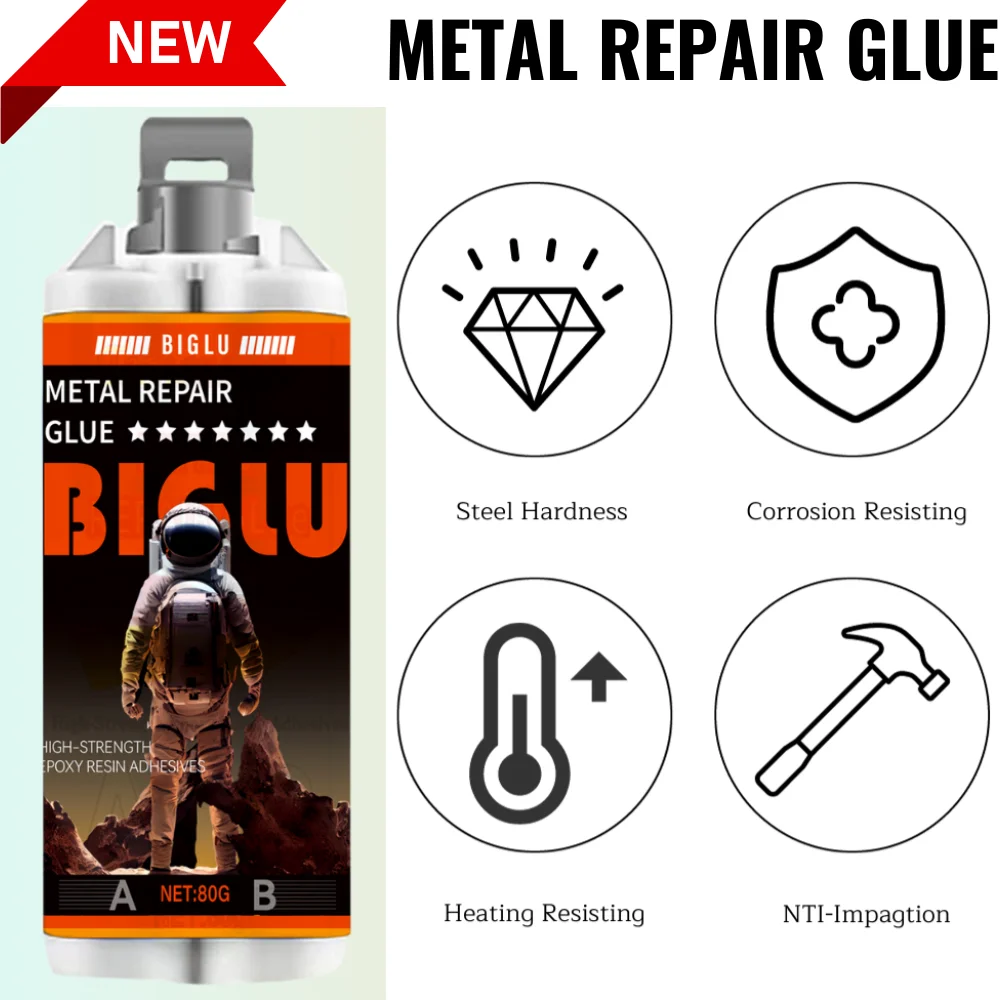 BIGLU Metal Repair Glue High Strength AB Casting Adhesive Cold Welding Heat Resistance Magic Sealant Industrial Repair Agent