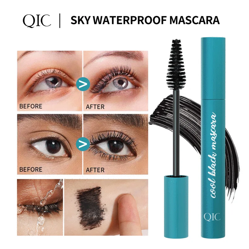 Qic Zwarte Mascara Curling Wimper Verlenging Mascara Wimpers Dikke Make-Up Wimpers Cosmetica Pen Oog Make-Up Borstel Tool