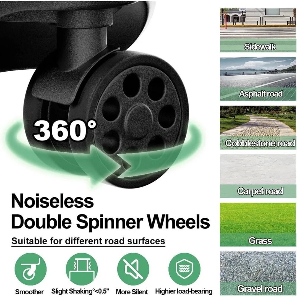 Maletas giratorias de doble rueda con puerto USB, portavasos, cerradura TSA, equipaje rígido de PC + ABS, 28 pulgadas para viajes