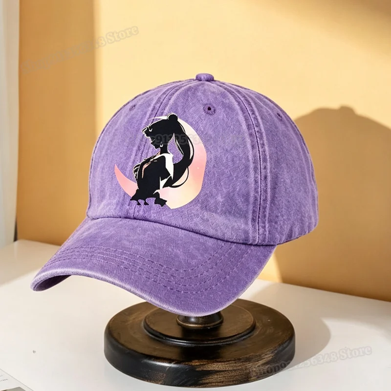 Sailor Moon Vintage Washed Baseball Cap Anime Print Dad Hat Adjustable Cotton Casual Unstructured Trucker Headgear Women Men - view 2