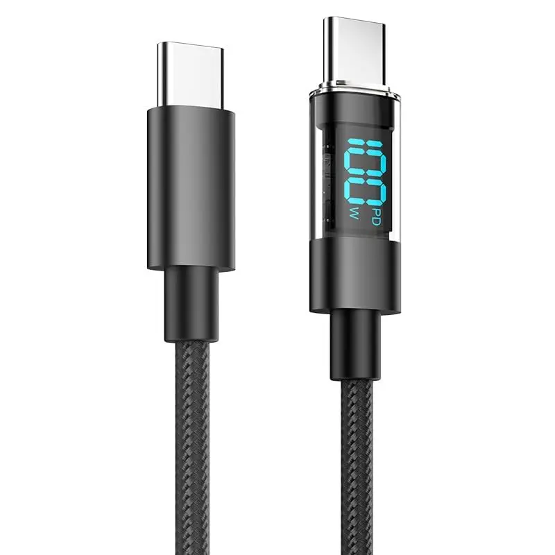 60W Super Fast Charging Cable Real-time Digital Display USB A to Type C data Cable For iPhone Android Phones Universal