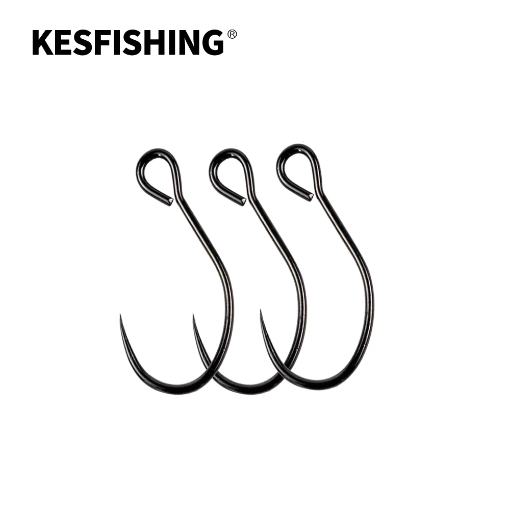 KESFISHING Barb Fishing Hook High Carbon Steel Worm Hook 2,4,6,8 Fishing Accessories Big Eye For Soft Worm Lures