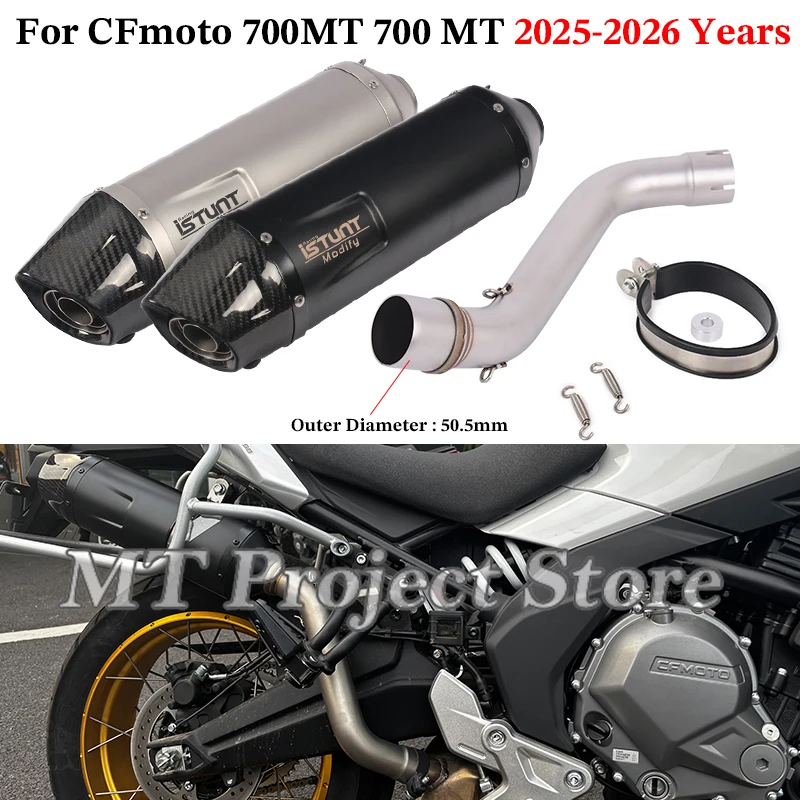 

Slip On Motorcycle Exhaust System Escape Mid Link Pipe With Muffler Removable DB Killer For CFmoto 700MT 700 MT 700mt 2025 2026