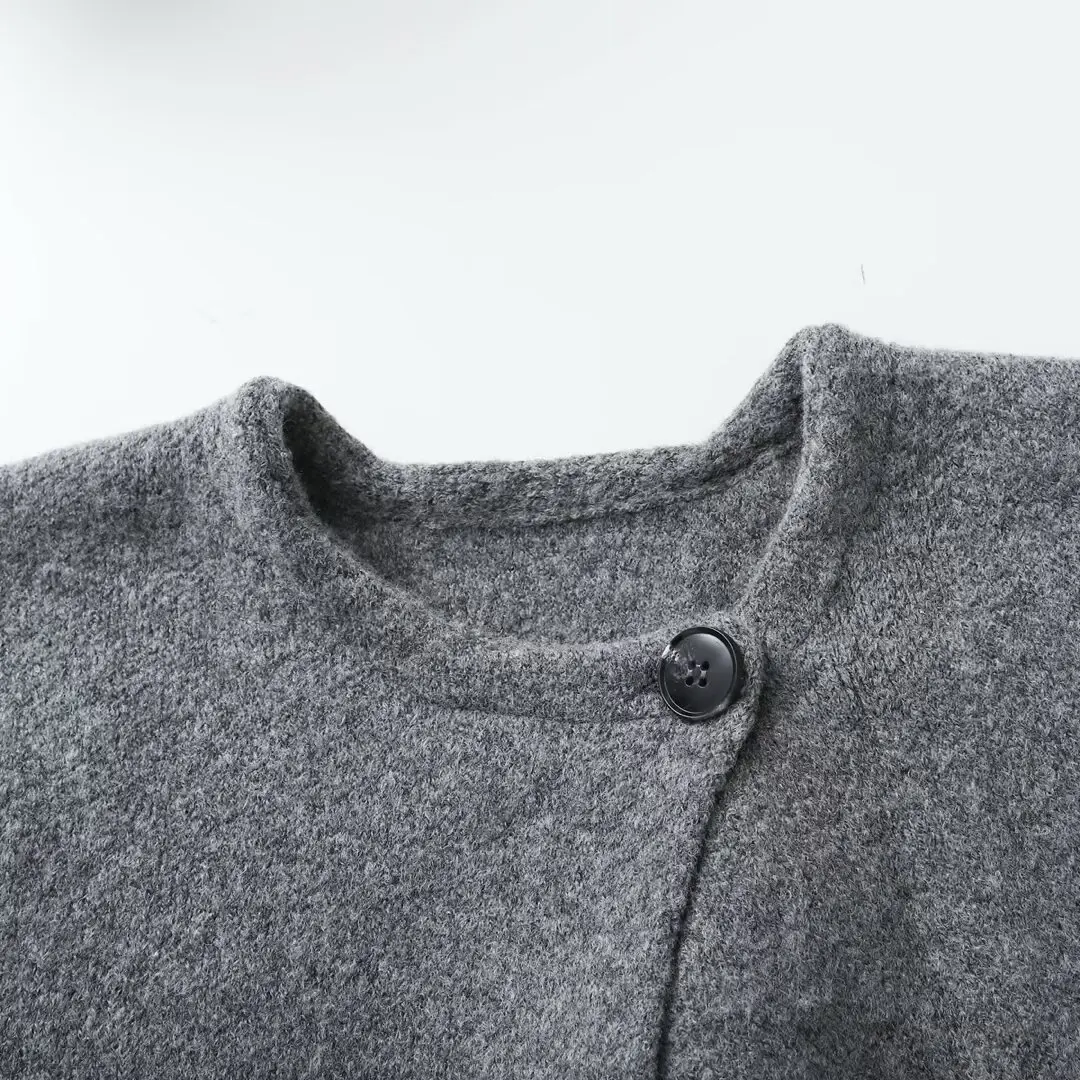 2025 mulher moda estilo europeu e americano inverno nova malha manga dividida rendas cardigan jaqueta outerwear mujer