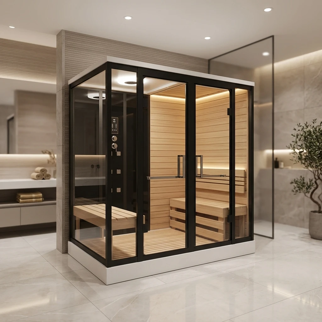 Luxury Steam Sauna Shower Room with Bathtub Sauna Bath Indoor Steam Shower Room