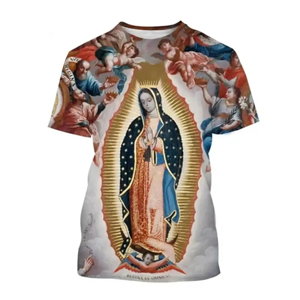 3D Print Guadalupe Virgin Mary Men T-Shirts Women T shirt Short Sleeve Oversized Tee Top Summer Women T-Shirt Kid TShirt Y2k