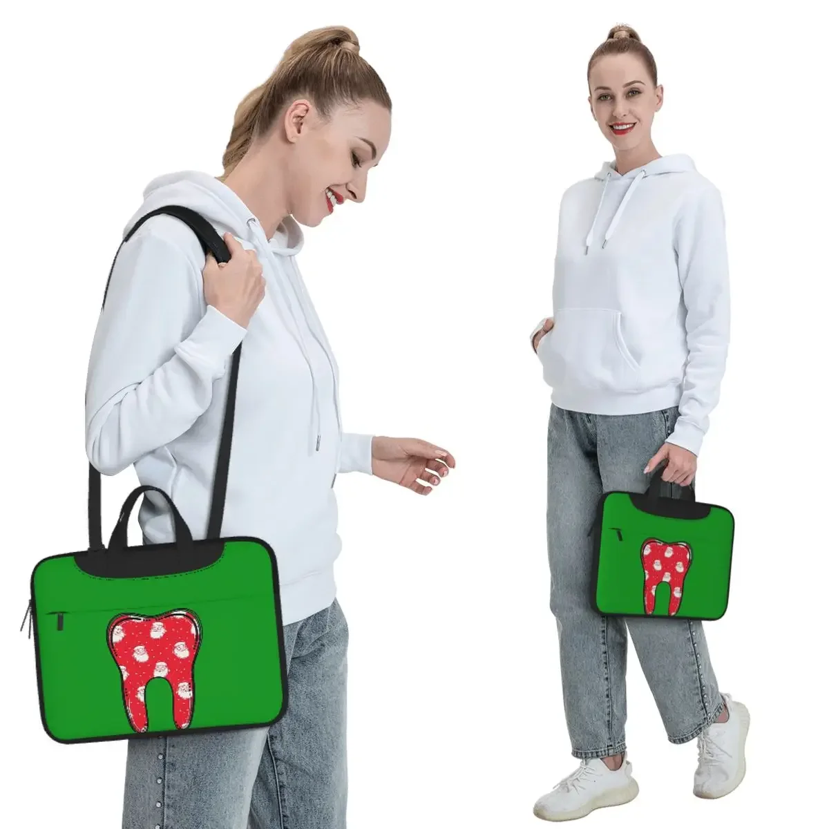 Christmas Tooth Dentist Dental Assistant Hygienist Dentistry Teeth Crossbody Laptop Bag Case Computer Bag Notebook Pouch Macbook