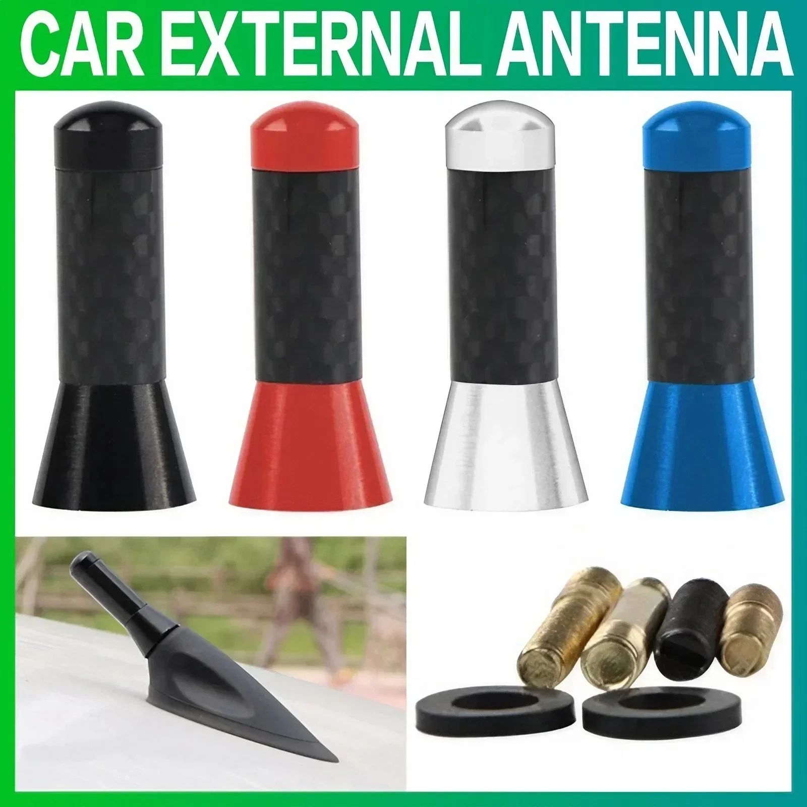 Car Accessories 3.5cm Car Styling Roof Antenna Enhanced Signal Carbon Fiber Screw Metal Short Stubby Mast Antenna Universal