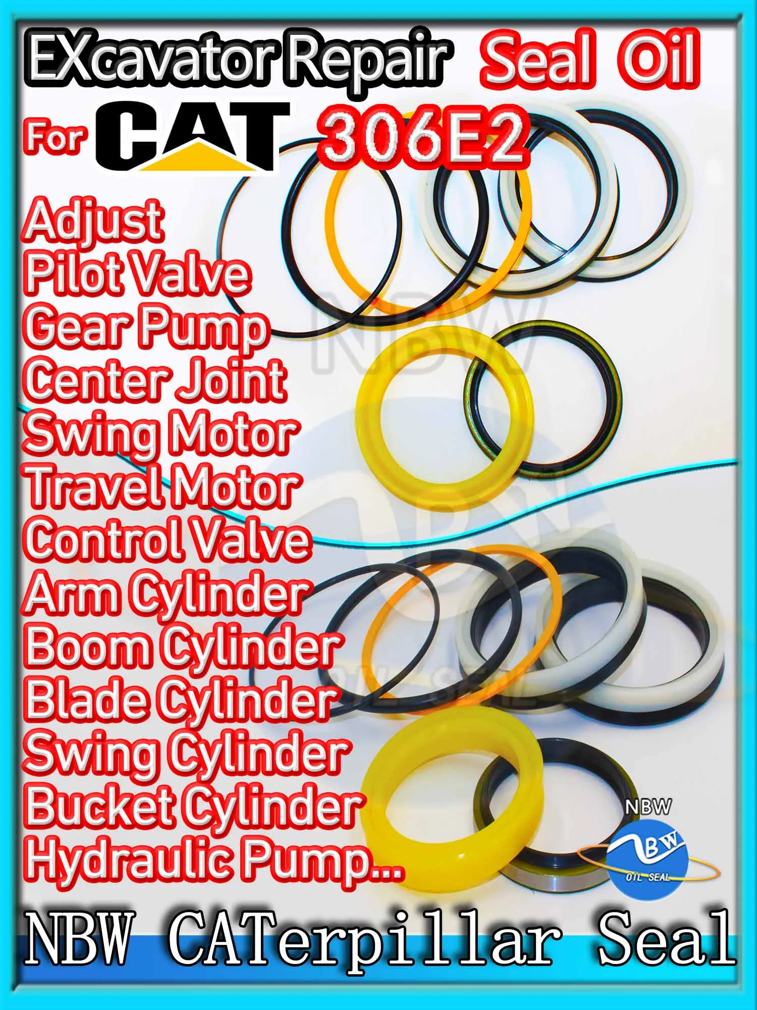 

For Caterpillar 306E2 Excavator Oil Seal Kit High Quality Repair Cat Nitrile NBR Nok Washer Skf Service Orginal Quality Track