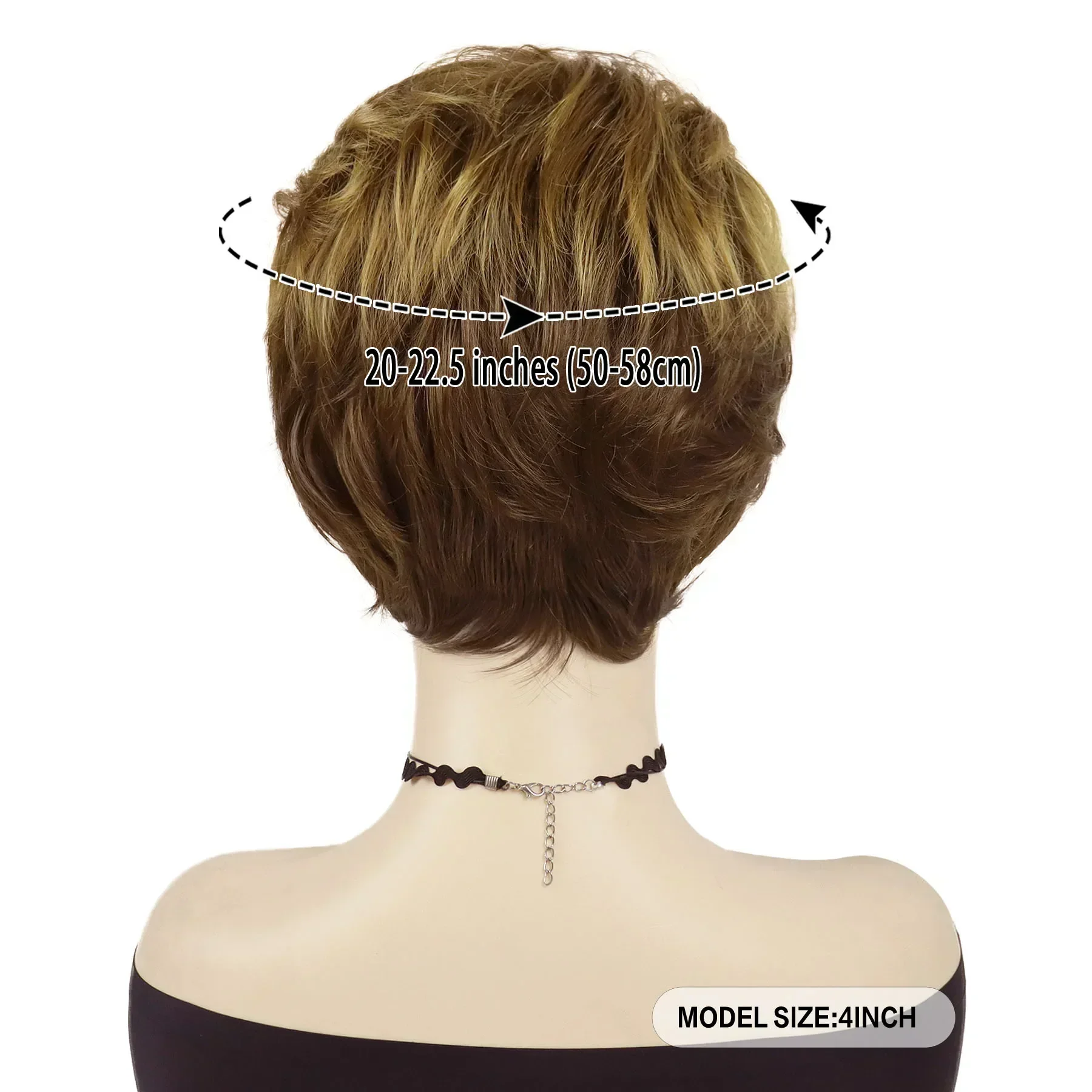 Short Brown Wig Haircuts Premium Synthetic Wigs for White Women Natural Straight Hair Styles Mommy Wig with Bangs Mother Gifts