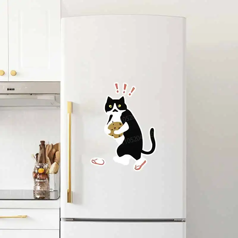 Stealing Biscuit Cat Funny Stickers Set for Decorative Window Refrigerator Luggage & Car Durable Living Room Decals AA347