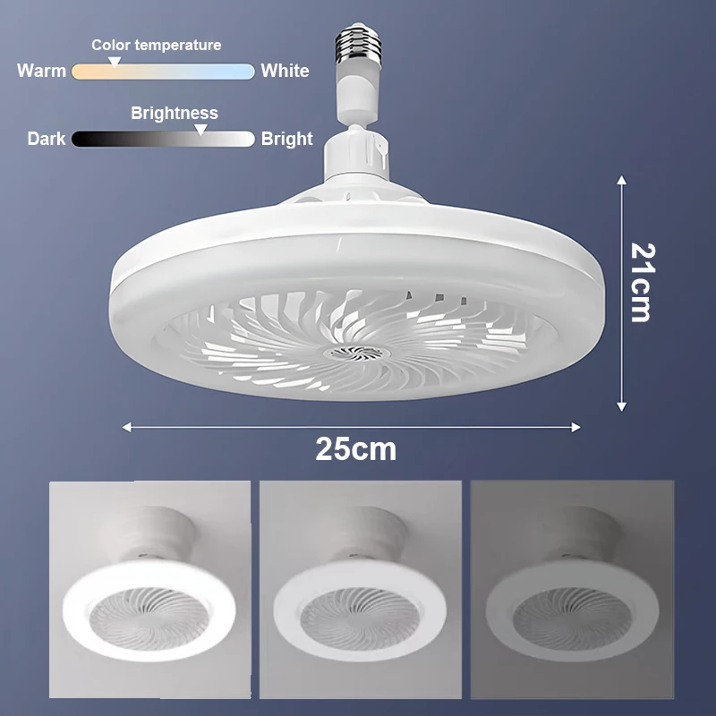 LED Night Ceiling Fan Light With Wall Remote Control Lighting E27 Conversion Base Lighting Base Suitable for Bedroom Fan Lamp
