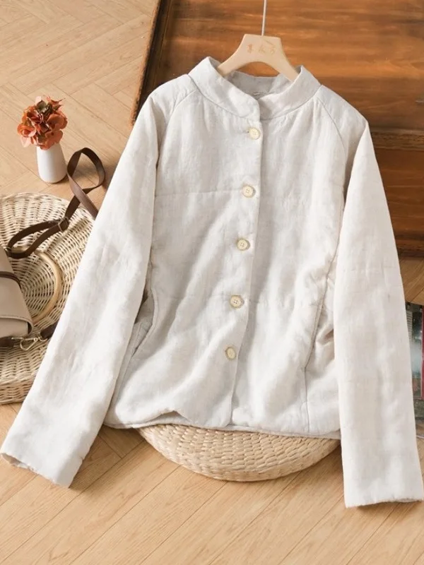 

Новое китайское женское хлопковое пальто свободного покроя с воротником-стойкой, осенне-зимнее пальто в стиле ретро, длинное свековое одинарное...