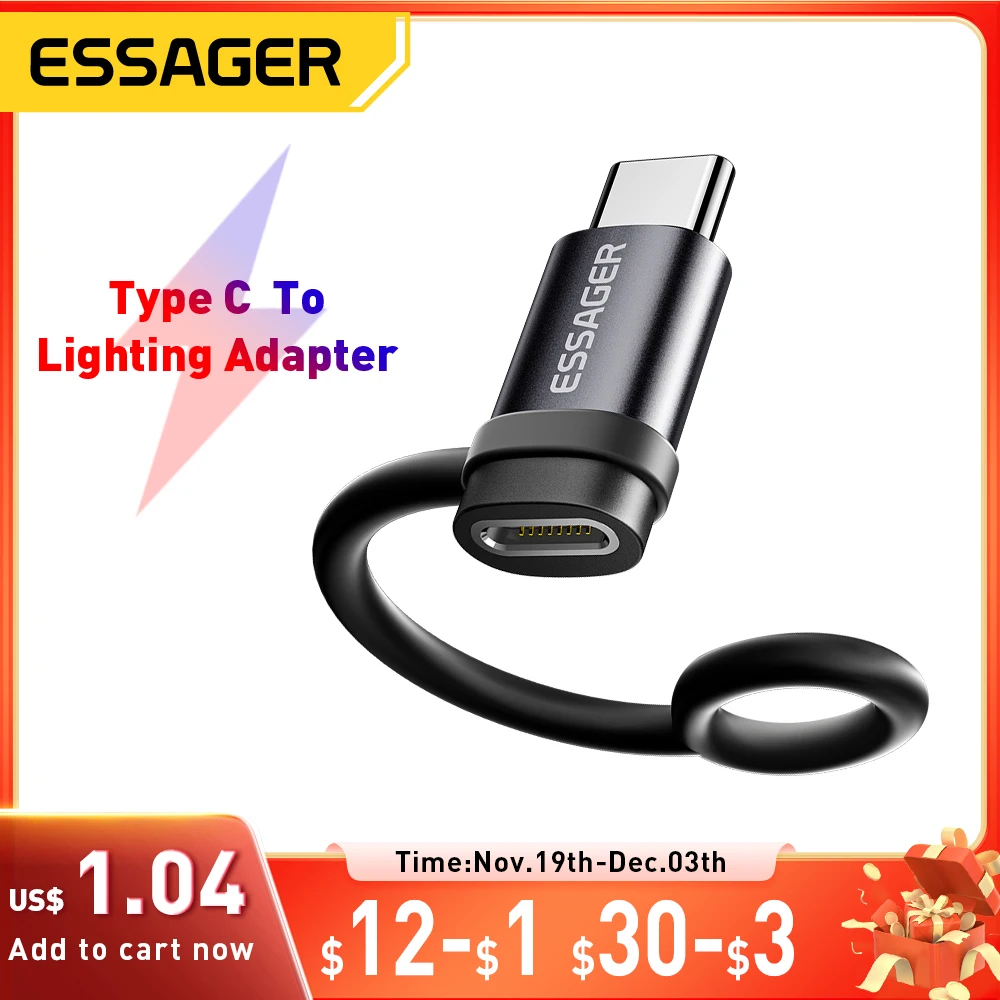 

Адаптер для быстрой зарядки OTG Essager Lighting на USB C, 3 А