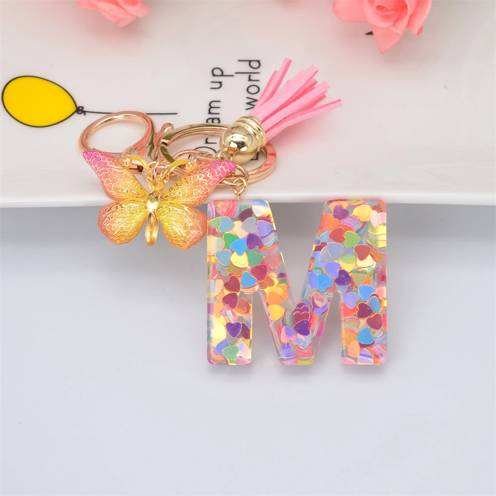 Mode DIY A-Z Buchstaben schlüsselbund Metall Halter Pendent Schlüssel Kette Frauen Auto Schlüssel Ring Einfache Brief Name Schlüssel Party geschenk Schmuck – Detail 10