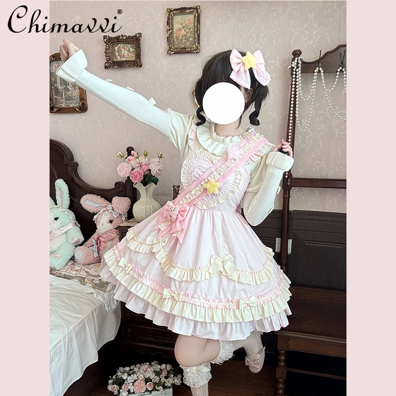 الأصلي اليابانية الحلو فتاة لطيف لوليتا فستان بحزام 2025 الخريف الملابس Kawaii القوس عالية الخصر أنيقة الأميرة JSK فساتين #2