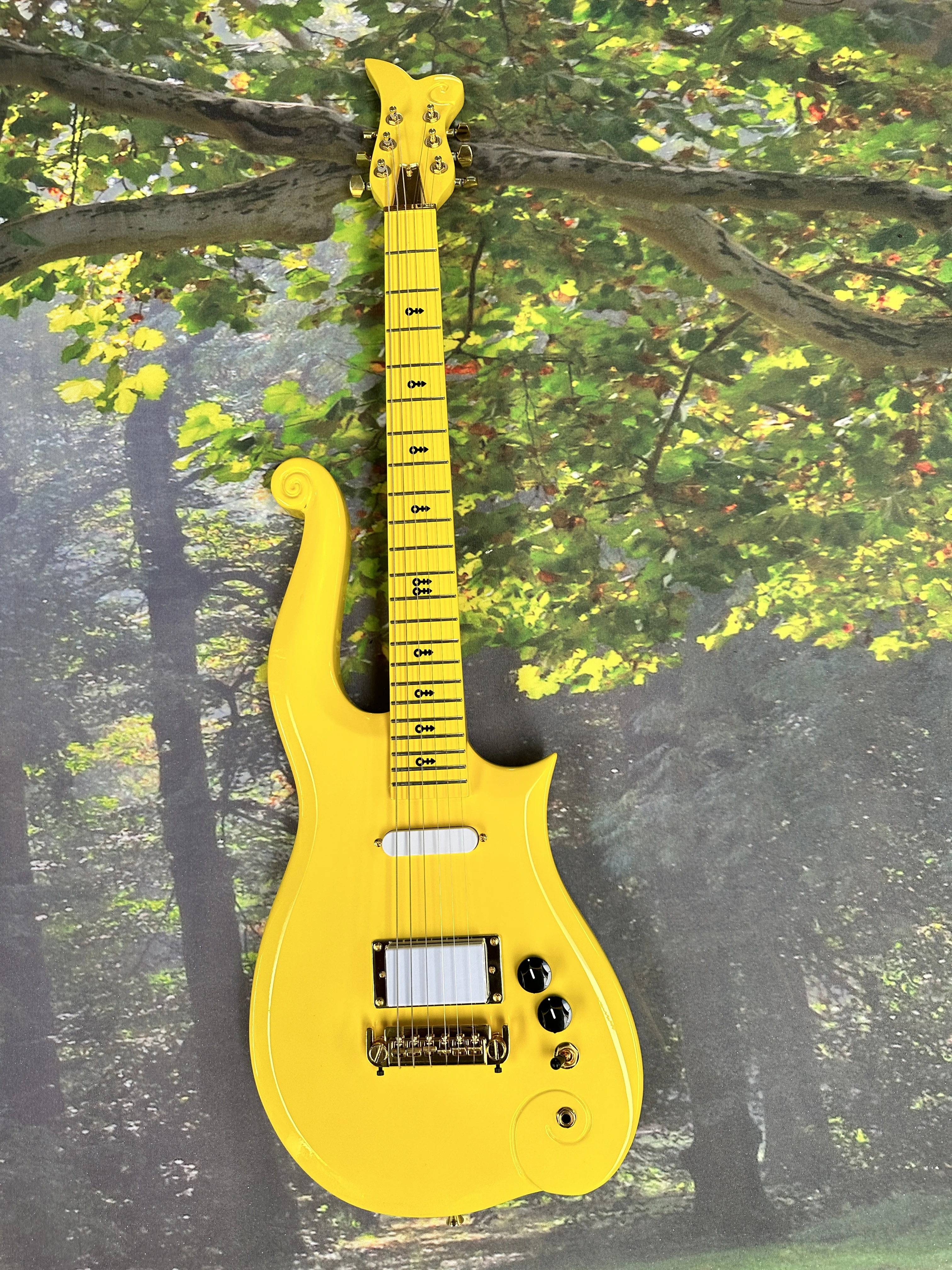 جيتار كهربائي أصفر برينس كلاود، جيتار لوحة أصابع من خشب القيقب، جيتار مكون من 6 أوتار