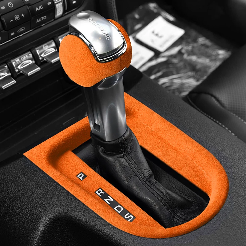 Made of Alcantara For Ford Mustang (2015-2022)  Center Control Gear Shift Panel and Change Lever Cover Auto Interior Accessories