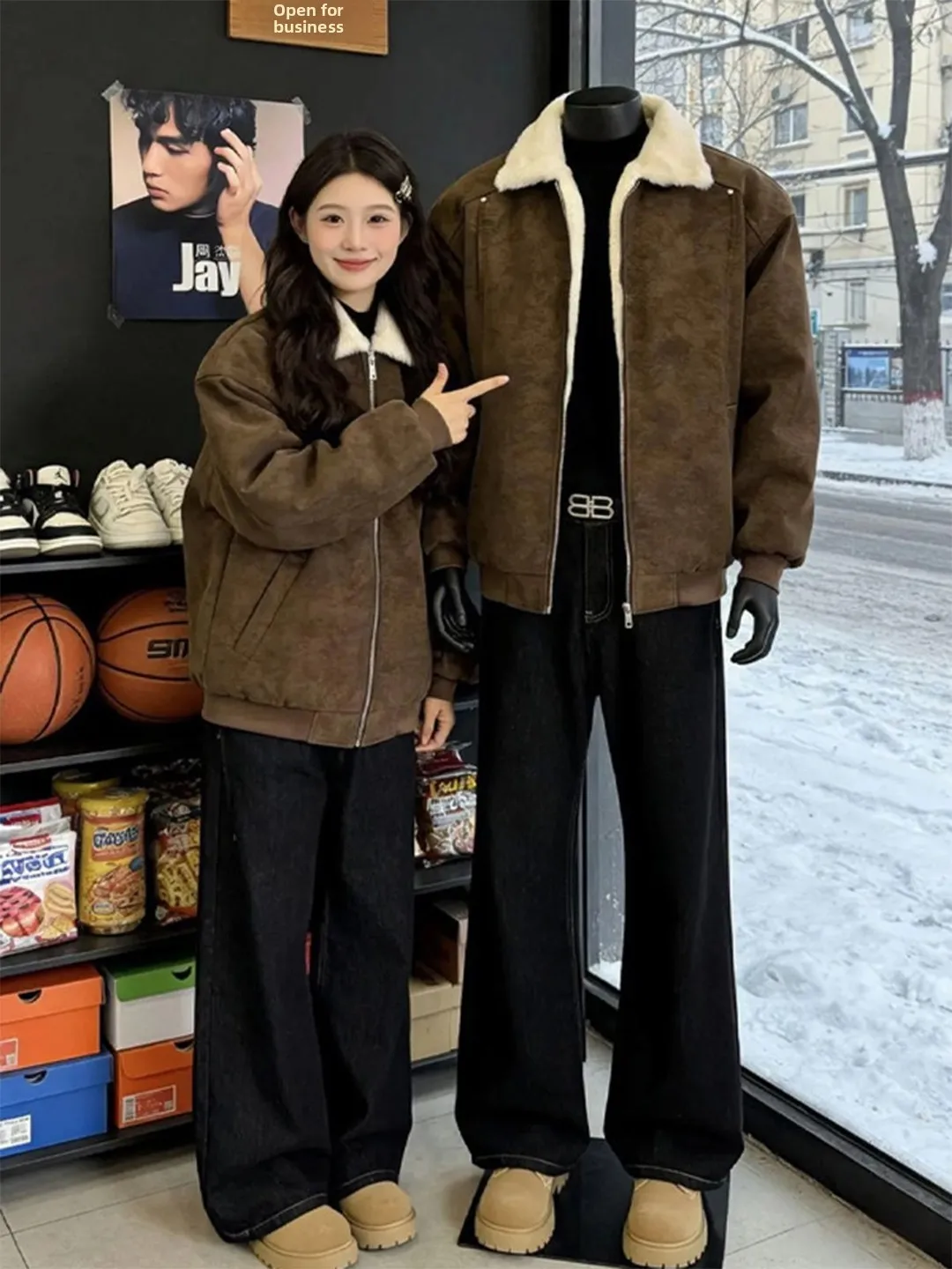 

Warm Brown Lamb Velvet Collar Cotton Jaet Men Winter ort Thiened Warmth American Sle PU Leather ort Coat