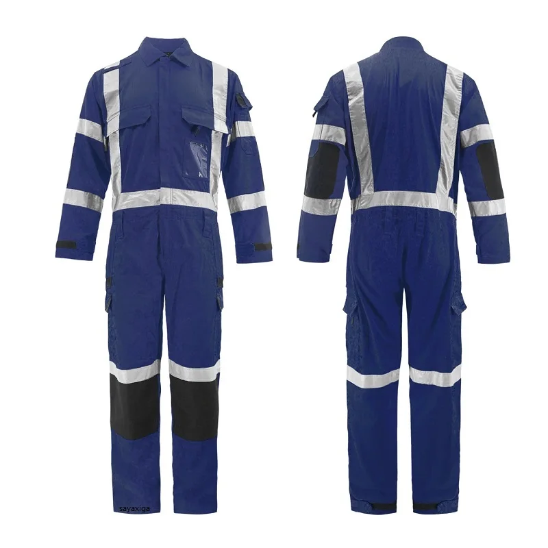 Work Overalls Hi Vis Reflective Safety Miner Working Coveralls Auto Repair Mechanic Multi Pocket Worker Uniforms Welder Jumpsuit