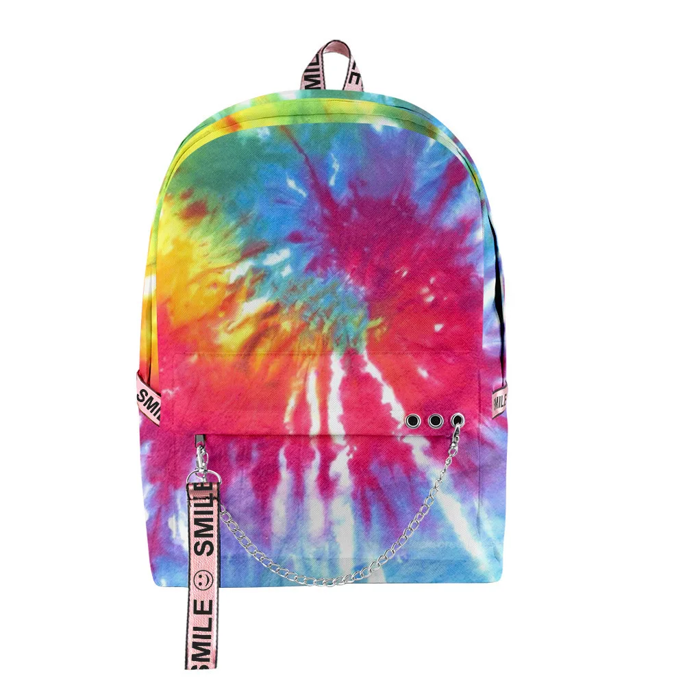 Harajuku Popular Colourful Tie dye Student School Bags Unisex 3D Print Oxford Waterproof Notebook multifunction Travel Backpacks