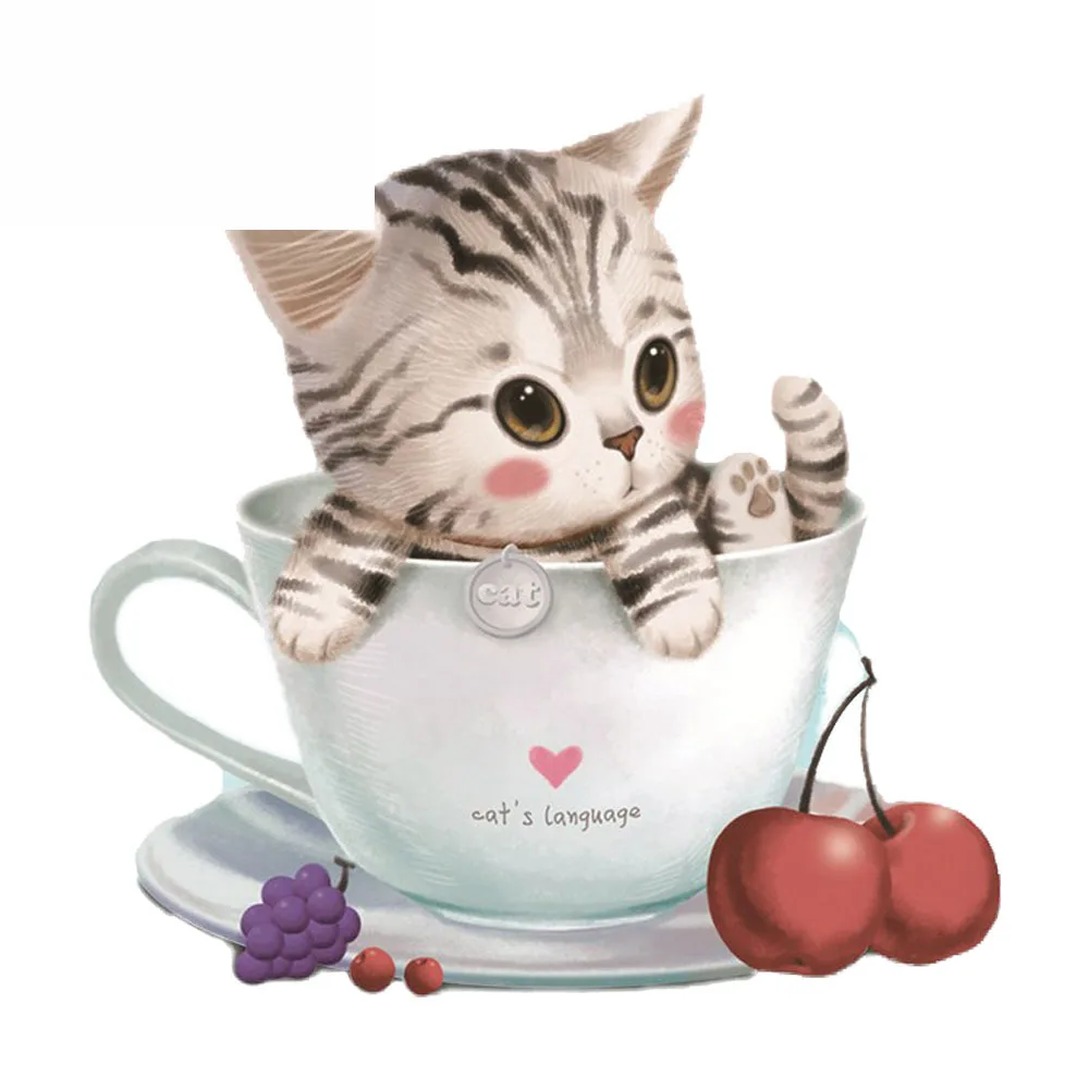 

Creative Cartoon Cat In A Cup Decals Scratches Block Cute Car Stickers 16cm*15.9cm