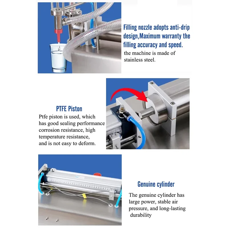 

Semi-Auto Single Head Pneumatic Piston Liquid Filling Machine For Honey Juice Oil 5-1000ml 0-30b/Min One Nozzle Filler