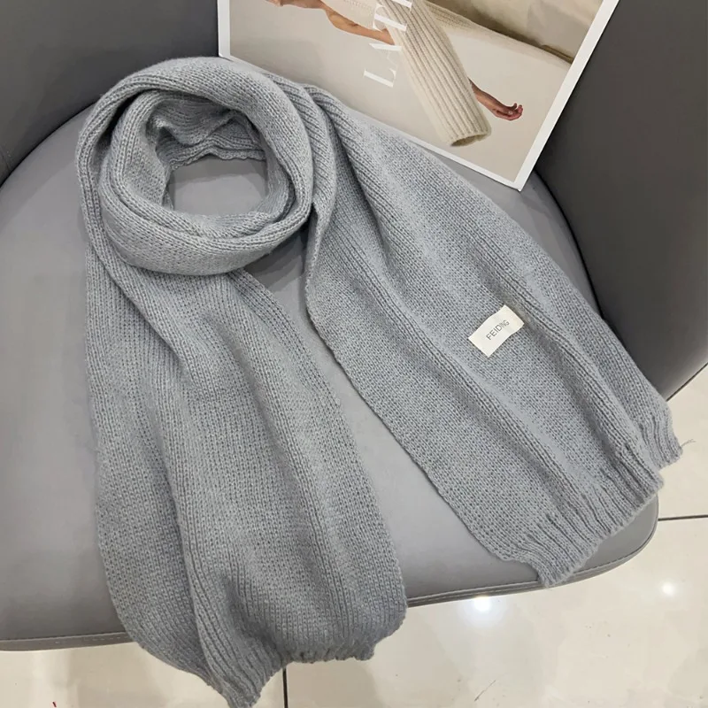 Knitted Scarf For Women Man Luxury Brand Elegent Winter Warm Neckscarves Shawl Female Solid Color Plain Cashmere Scarf Designer