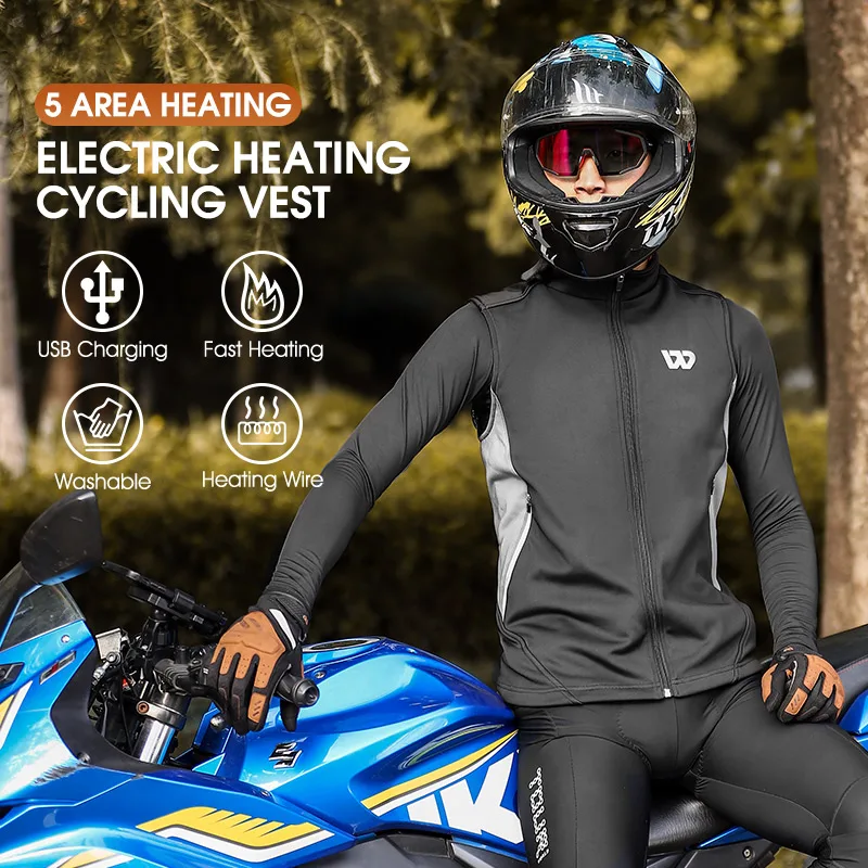 WEST BIKING Heated Vest Jackets Men Women Sports Thermal Cycling Vest Body Warmer Coat USB Electric Heated Clothing Warm Winter