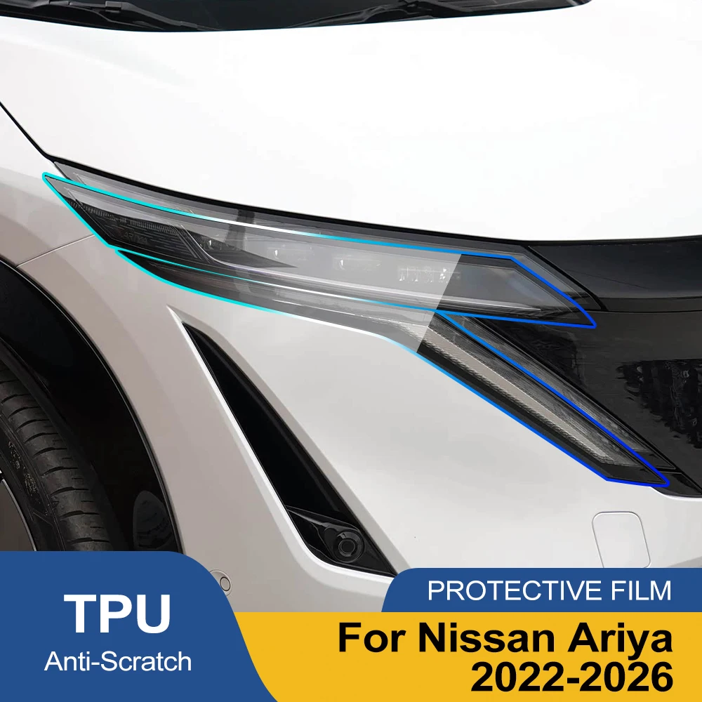 For Nissan Ariya 2022-2026 Smoke Black High-Gloss TPU Headlight PPF Film Pre-Cut Anti-Scratch Protective Vinyl Wrap Cover Kit