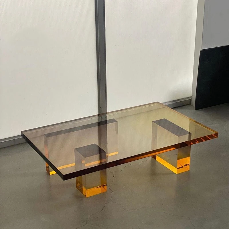 

Acrylic Amber Gradient Sofa Side Table Villa Designer Model Coffee Table