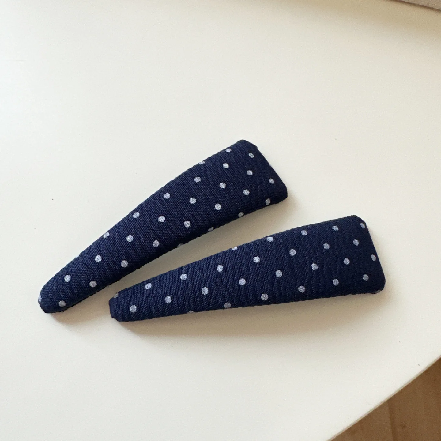 Vintage koreanische Haarspange, marineblau, gepunktet, Stoff-Haarnadel, handgefertigt, keine Schäden, Haar-Accessoires für Frauen, Haarspangen für Mädchen – Detail 12