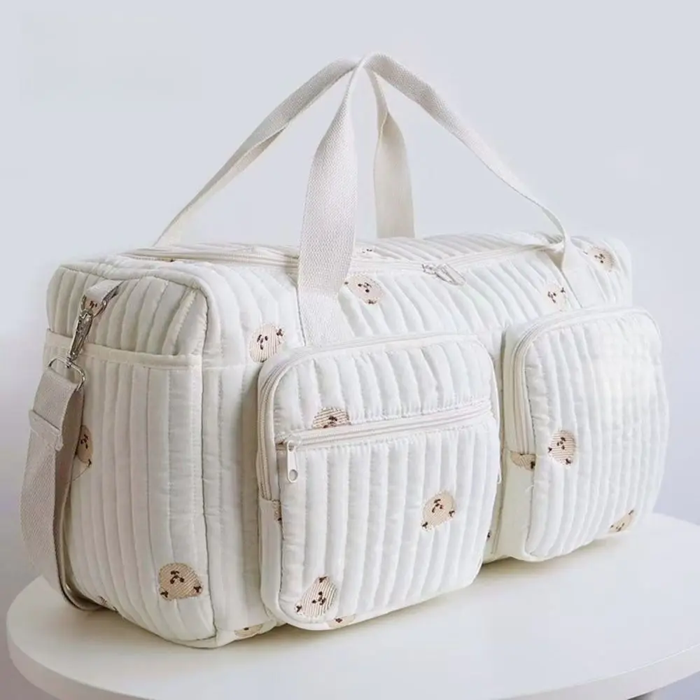 

Little Bear Embroidered Baby Diaper Bag Lightweight Practical Mommy Bag Large Capacity with Shoulder Strap Handbag
